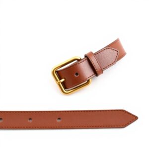 Leather Belt with Gold Buckle